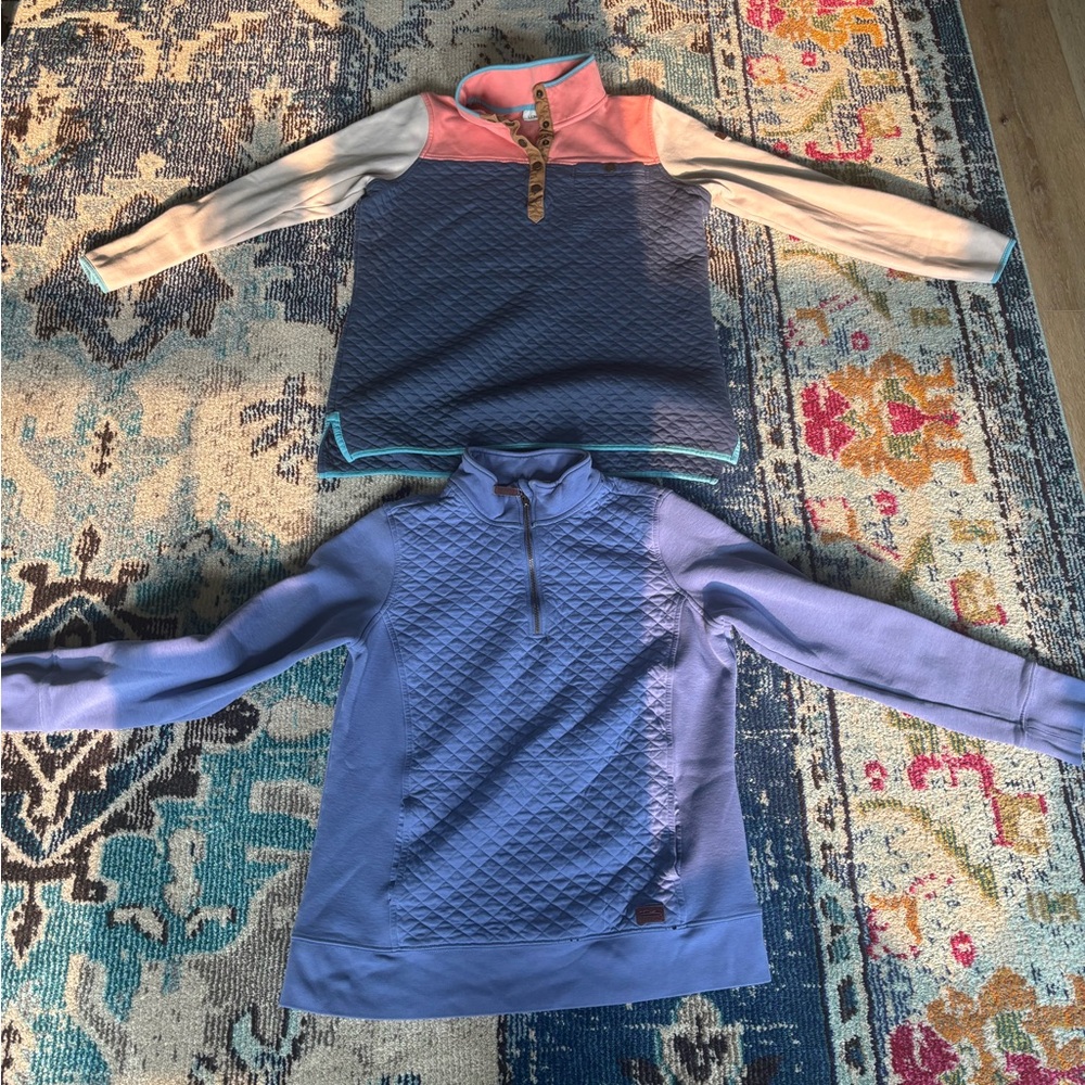 L.L. Bean Gray and Green Quilted Pullover